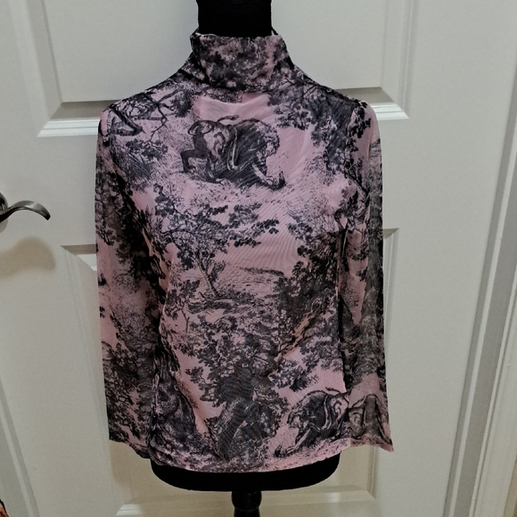 Dior Tops - Christian Dior Paris Toile de Jouy Sauvage Stretch High Neck Blouse, $950.00